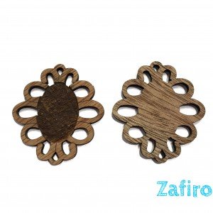 Base de camafeo ovalado 20 x 30mm de madera